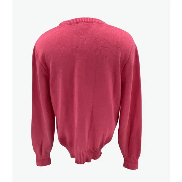Lands End Mens Pink 90s 100% Cotton Crewneck Sweater Size L Made In USA - Picture 3 of 7